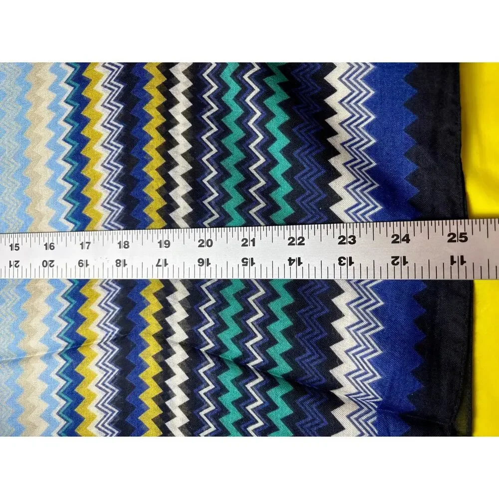 NWT - Missoni Italian Chevron Scarf/Shawl - Blue & Yellow (25x80) - Picture 11 of 15